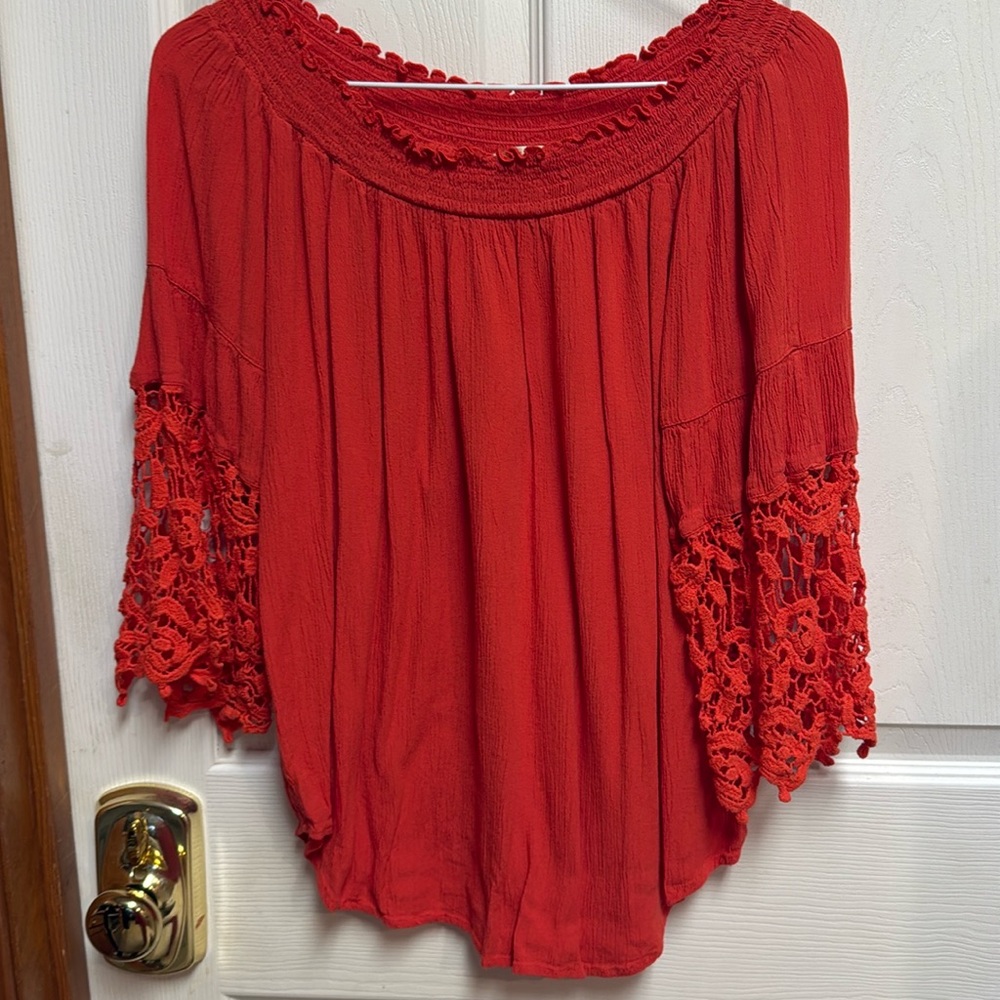 Studio West Orange Boho Top size S🌺